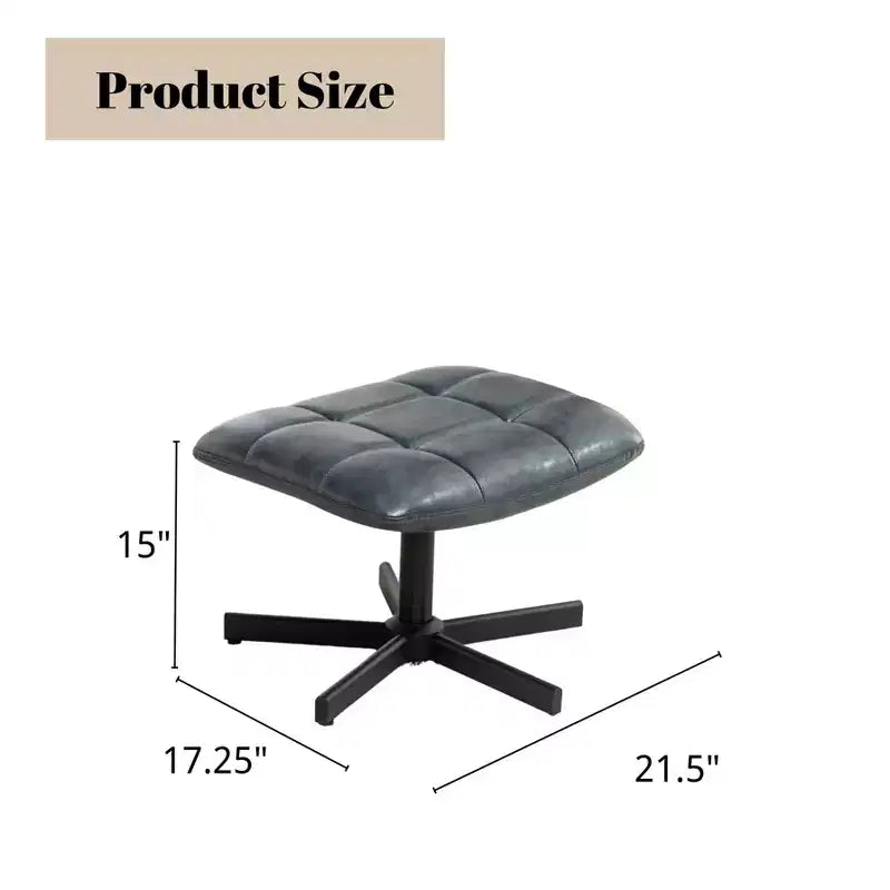 GDFStudio Mora 2 Piece Faux Leather Tufted Accent Chair and Ottoman Set with Metal Base