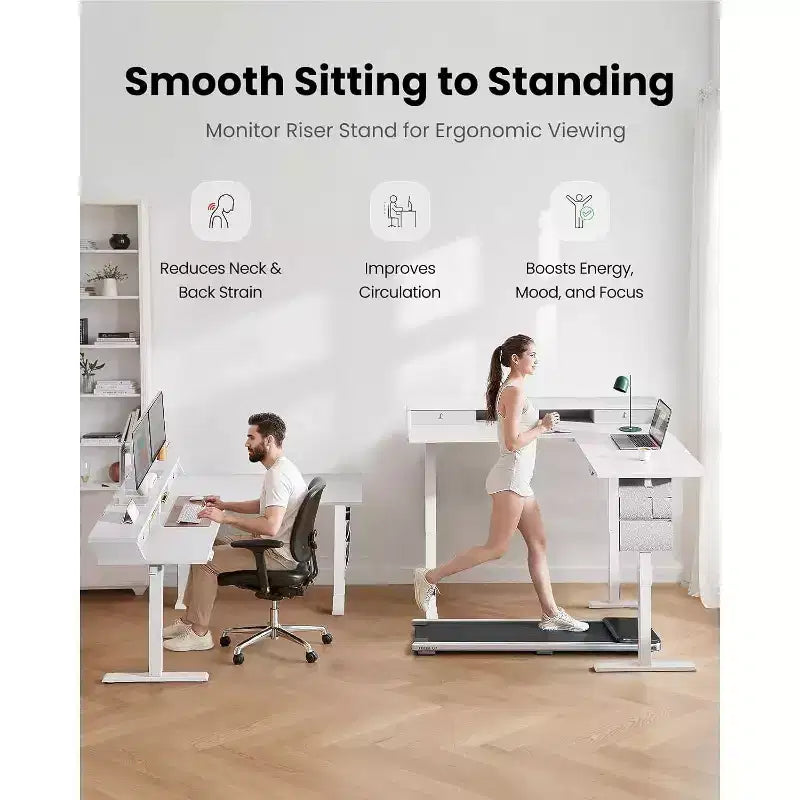 L Shaped Electric Standing Desk, 63 Ergonomic Corner Height Adjustable Desk with Drawers, Sit Stand Computer Table with Storage for Work Office Home