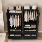 Armoire en bois avec portes, étagères réglables et tringle, grande penderie de rangement pour chambre à coucher et essentiels