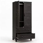 Armoire en bois avec portes, étagères réglables et tringle, grande penderie de rangement pour chambre à coucher et essentiels