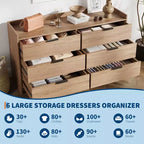 Commode moderne à 6 tiroirs, organisateur de placard et meuble TV, armoire de rangement en bois cannelé, pour salon, couloir