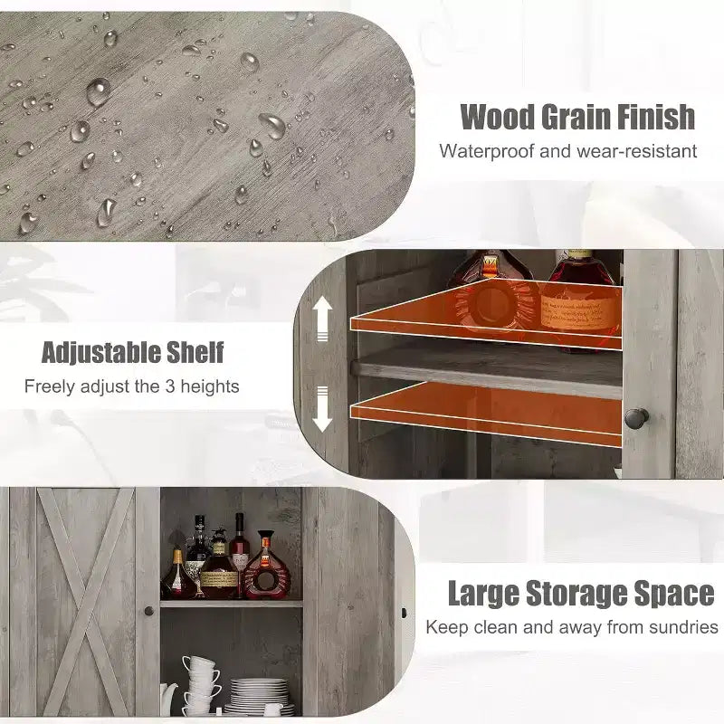 Small Storage Cabinet 2 Piece, Farmhouse Sideboard with 2 Doors & Adjustable Shelves, Entryway Console for Living Room/Dining Room/Kitchen