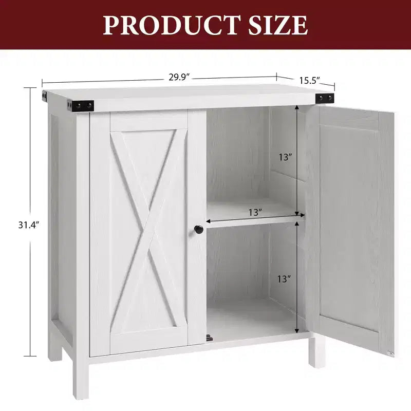 Small Storage Cabinet 2 Piece, Farmhouse Sideboard with 2 Doors & Adjustable Shelves, Entryway Console for Living Room/Dining Room/Kitchen