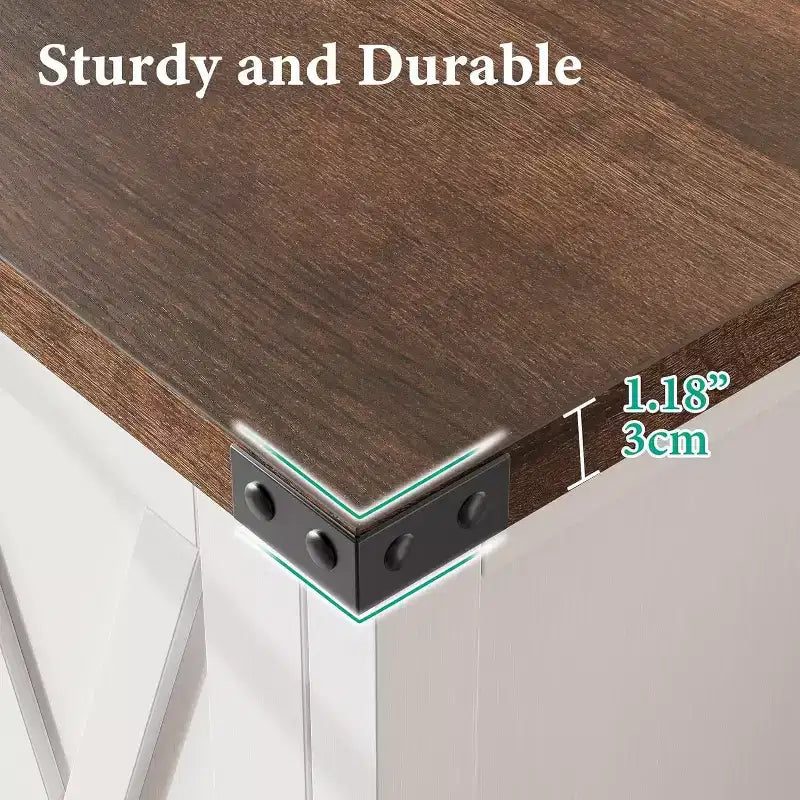 Small Storage Cabinet 2 Piece, Farmhouse Sideboard with 2 Doors & Adjustable Shelves, Entryway Console for Living Room/Dining Room/Kitchen