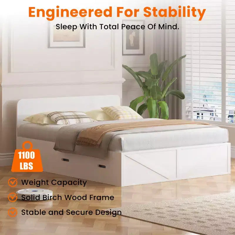 Mjkone Convertible Sofa Set with Storage Murphy Bed Chest, Full/Queen, Mattress Not Included