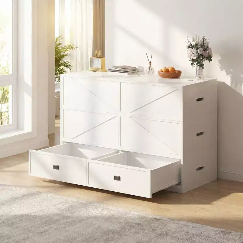 Mjkone Convertible Sofa Set with Storage Murphy Bed Chest, Full/Queen, Mattress Not Included