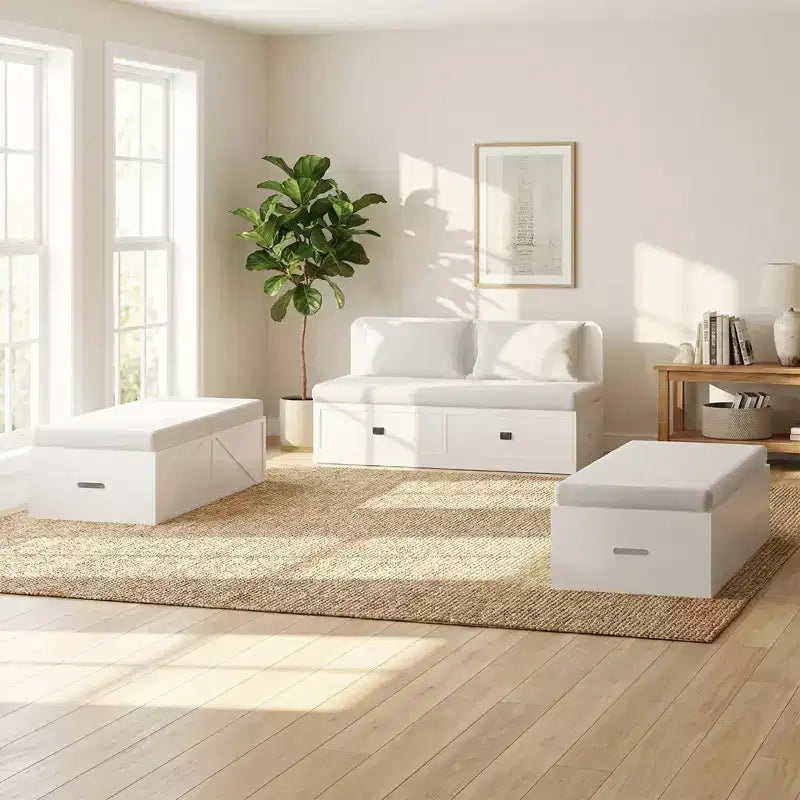 Mjkone Convertible Sofa Set with Storage Murphy Bed Chest, Full/Queen, Mattress Not Included