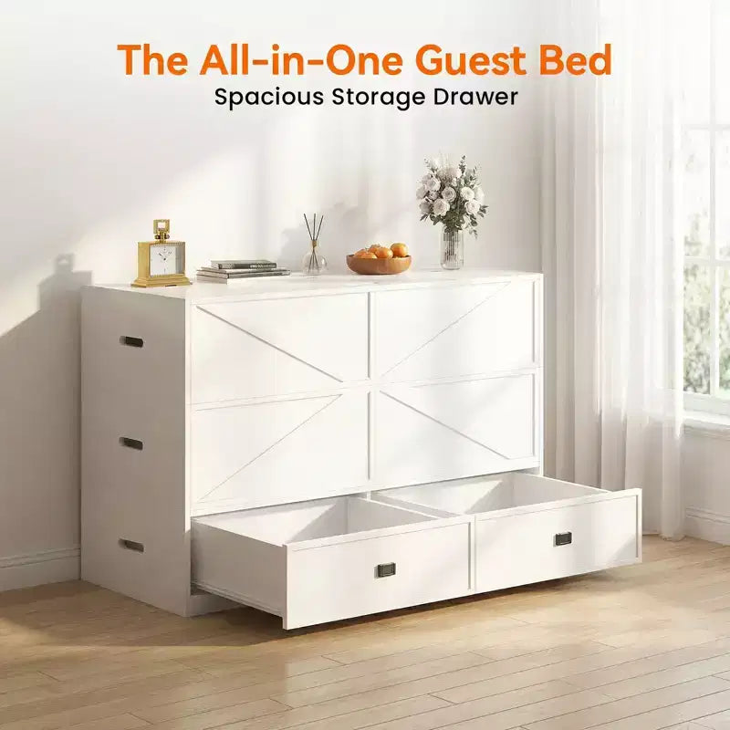 Mjkone Convertible Sofa Set with Storage Murphy Bed Chest, Full/Queen, Mattress Not Included