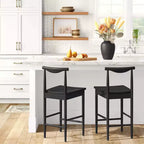 Tabouret de bar en bois hauteur comptoir avec repose-pieds noir