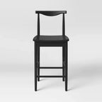 Tabouret de bar en bois hauteur comptoir avec repose-pieds noir