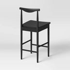Tabouret de bar en bois hauteur comptoir avec repose-pieds noir