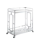 Town Square Bar Cart Clear Glass/Mirror/Chrome - Breighton Home: Glam Style, 2 Tier, Lockable Wheels