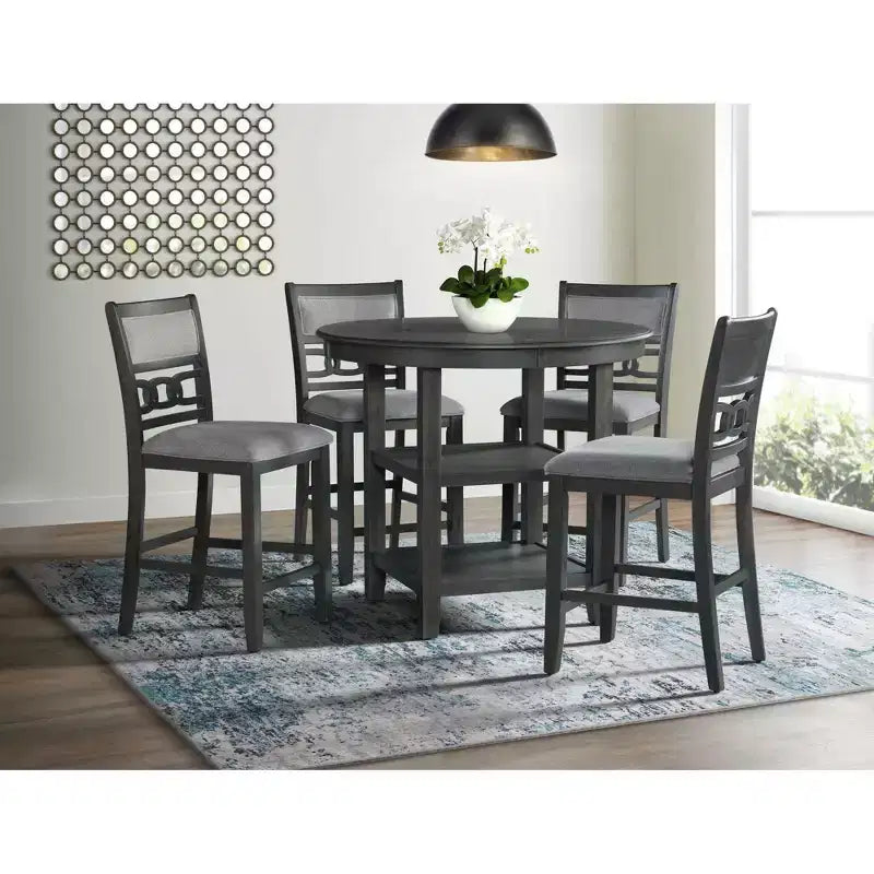 5pc Taylor Counter Height Dining Set with Shelf & Faux Leather Chairs - Picket House Furnishings