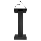 Pupitre de conférence avec orateur NoirMeuble : 40W, Lampe halogène, Minuteur numérique, Micro col de cygne
