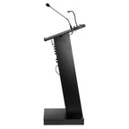 Pupitre de conférence avec orateur NoirMeuble : 40W, Lampe halogène, Minuteur numérique, Micro col de cygne