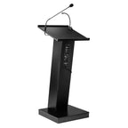 Pupitre de conférence avec orateur NoirMeuble : 40W, Lampe halogène, Minuteur numérique, Micro col de cygne