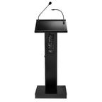 Pupitre de conférence avec orateur NoirMeuble : 40W, Lampe halogène, Minuteur numérique, Micro col de cygne