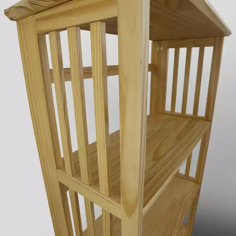 42" 4 Shelf Folding Bookcase Natural - Flora Home: Pine Frame, Lacquered Finish, No Assembly Corner Shelves