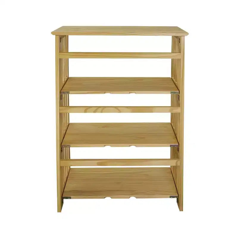 42" 4 Shelf Folding Bookcase Natural - Flora Home: Pine Frame, Lacquered Finish, No Assembly Corner Shelves