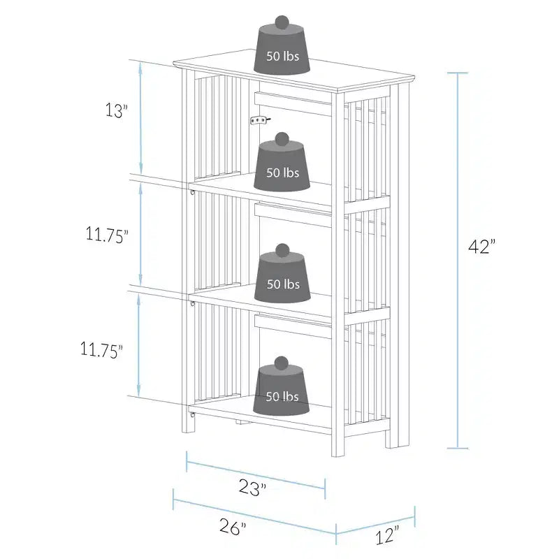 42" 4 Shelf Folding Bookcase Natural - Flora Home: Pine Frame, Lacquered Finish, No Assembly Corner Shelves