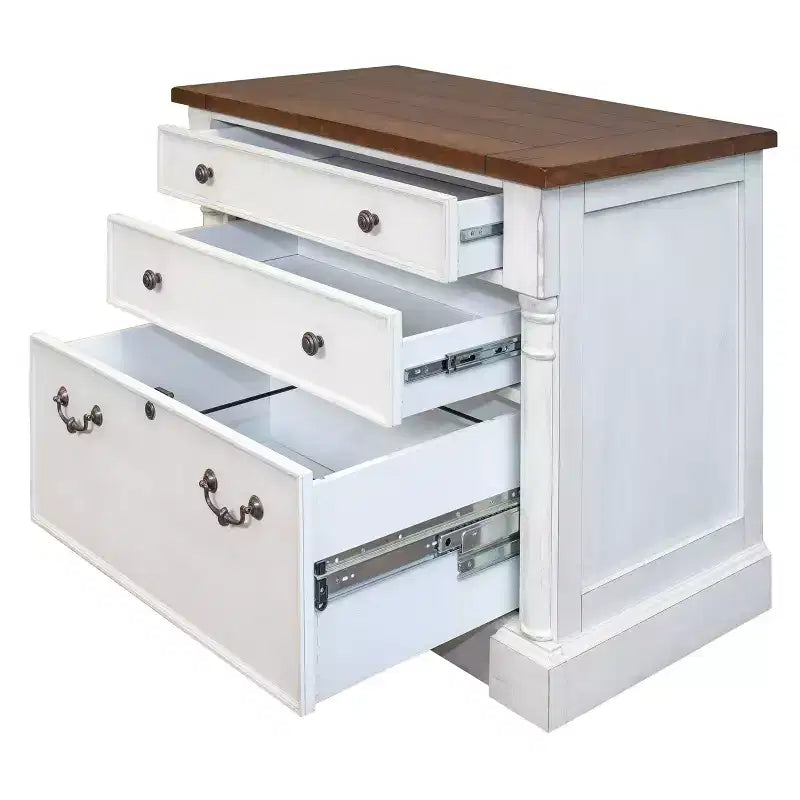Durham File Cabinet White - Martin Furniture: Wood Lateral Storage, 3 Drawers, No Assembly Required