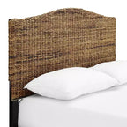 Tête de lit Queen en feuille de bananier - Contreplaqué et cadre en bois, design incurvé, finition naturelle