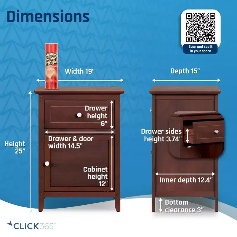 Side Table with Single Drawer and Storage Cabinet