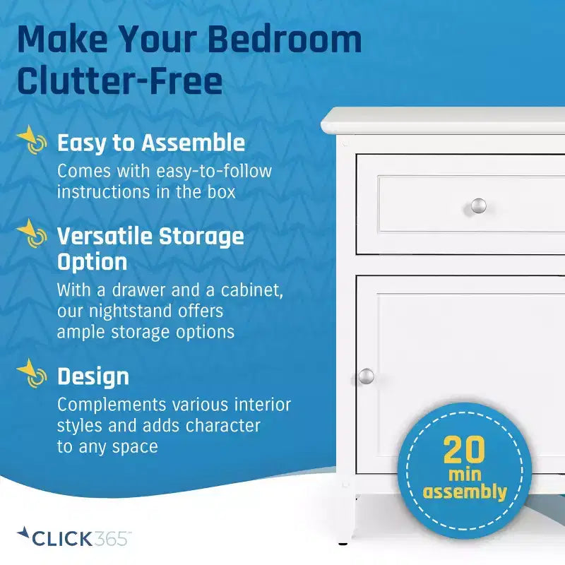 Side Table with Single Drawer and Storage Cabinet