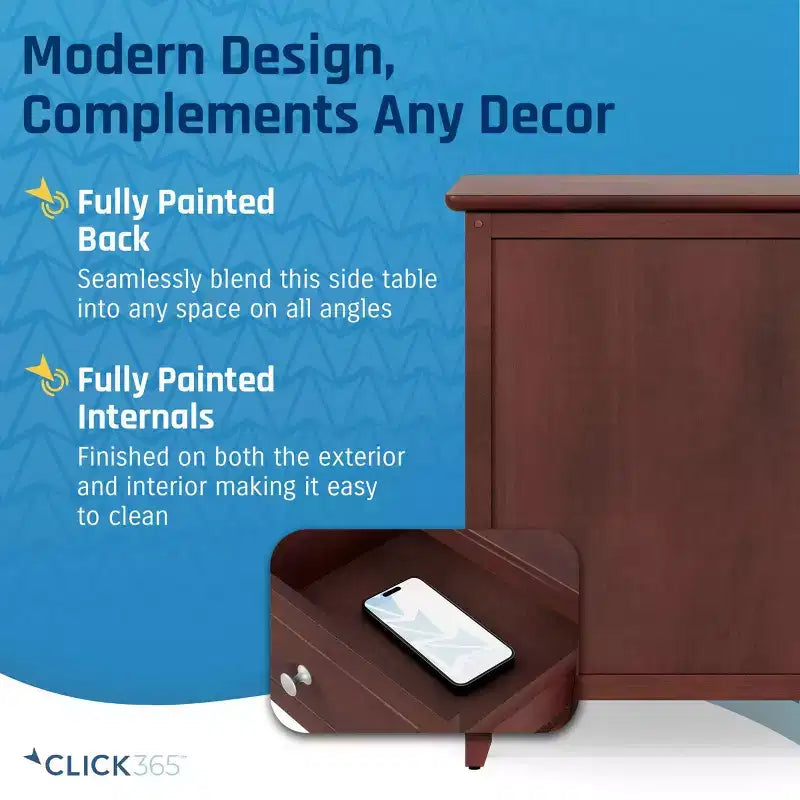 Side Table with Single Drawer and Storage Cabinet