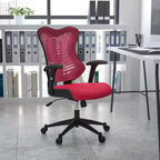 Fauteuil de bureau ergonomique pivotant en maille avec dossier haut, accoudoirs réglables