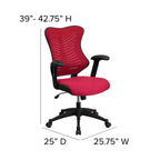 Fauteuil de bureau ergonomique pivotant en maille avec dossier haut, accoudoirs réglables