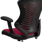 Fauteuil de bureau ergonomique pivotant en maille avec dossier haut, accoudoirs réglables