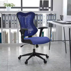 Fauteuil de bureau ergonomique pivotant en maille avec dossier haut, accoudoirs réglables