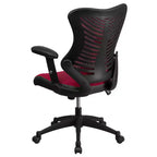 Fauteuil de bureau ergonomique pivotant en maille avec dossier haut, accoudoirs réglables