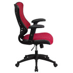 Fauteuil de bureau ergonomique pivotant en maille avec dossier haut, accoudoirs réglables