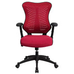 Fauteuil de bureau ergonomique pivotant en maille avec dossier haut, accoudoirs réglables