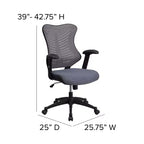 Fauteuil de bureau ergonomique pivotant en maille avec dossier haut, accoudoirs réglables