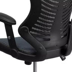 Fauteuil de bureau ergonomique pivotant en maille avec dossier haut, accoudoirs réglables
