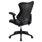 Fauteuil de bureau ergonomique pivotant en maille avec dossier haut, accoudoirs réglables
