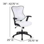 Fauteuil de bureau ergonomique pivotant en maille avec dossier haut, accoudoirs réglables