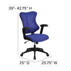 Fauteuil de bureau ergonomique pivotant en maille avec dossier haut, accoudoirs réglables