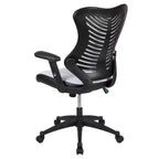 Fauteuil de bureau ergonomique pivotant en maille avec dossier haut, accoudoirs réglables