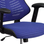 Fauteuil de bureau ergonomique pivotant en maille avec dossier haut, accoudoirs réglables