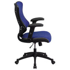 Fauteuil de bureau ergonomique pivotant en maille avec dossier haut, accoudoirs réglables