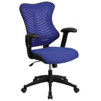 Fauteuil de bureau ergonomique pivotant en maille avec dossier haut, accoudoirs réglables