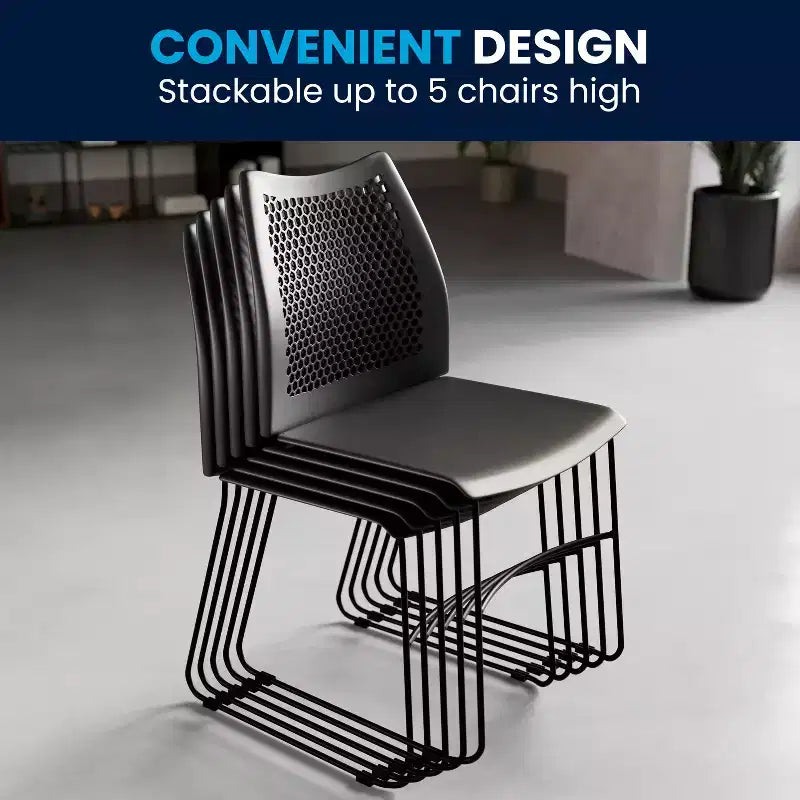 Flash Furniture HERCULES Series 661 lb. Capacity Stack Chair with Air-Vent Back and Powder Coated Sled Base