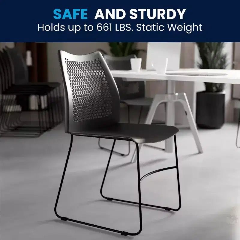 Flash Furniture HERCULES Series 661 lb. Capacity Stack Chair with Air-Vent Back and Powder Coated Sled Base