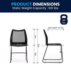 Chaise empilable capacité 300 kg avec dossier aéré et piétement luge thermolaqué