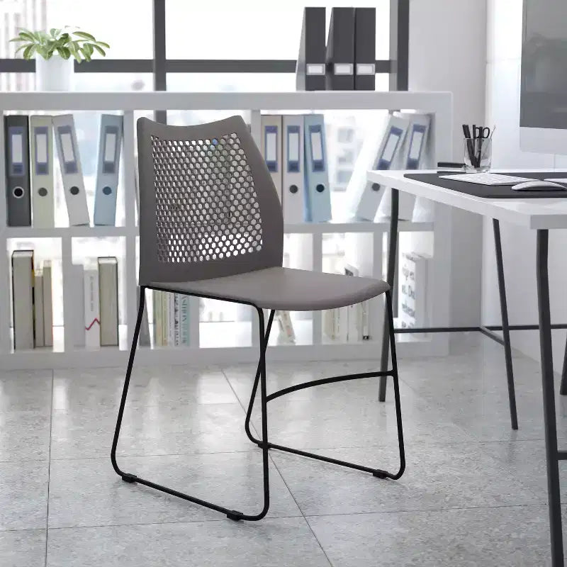 Flash Furniture HERCULES Series 661 lb. Capacity Stack Chair with Air-Vent Back and Powder Coated Sled Base
