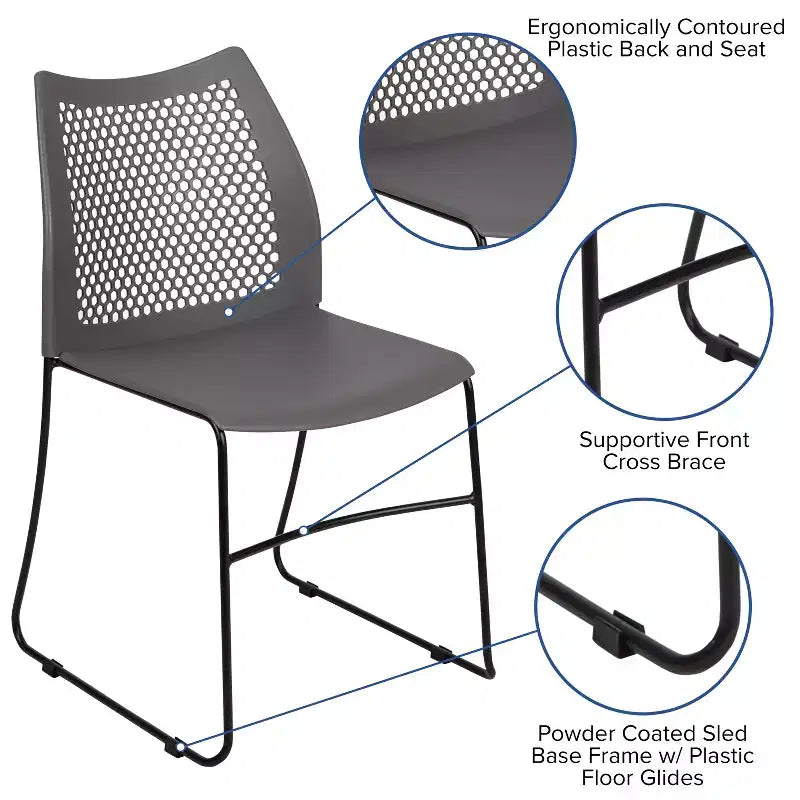 Flash Furniture HERCULES Series 661 lb. Capacity Stack Chair with Air-Vent Back and Powder Coated Sled Base